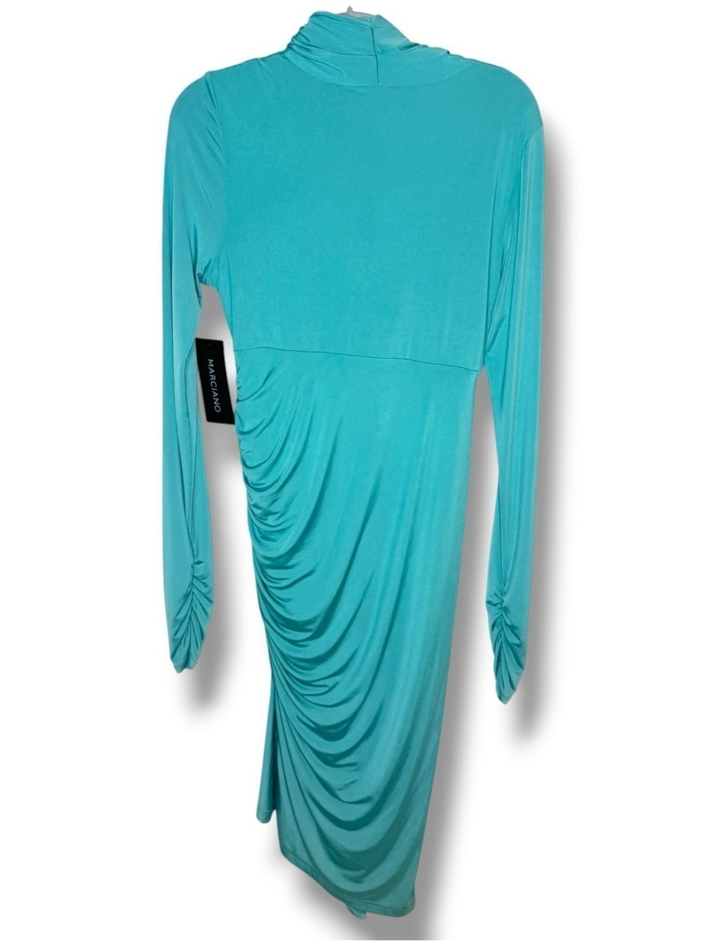 Marciano Turquoise Draped Asymmetric Dress Medium - Picture 4 of 6
